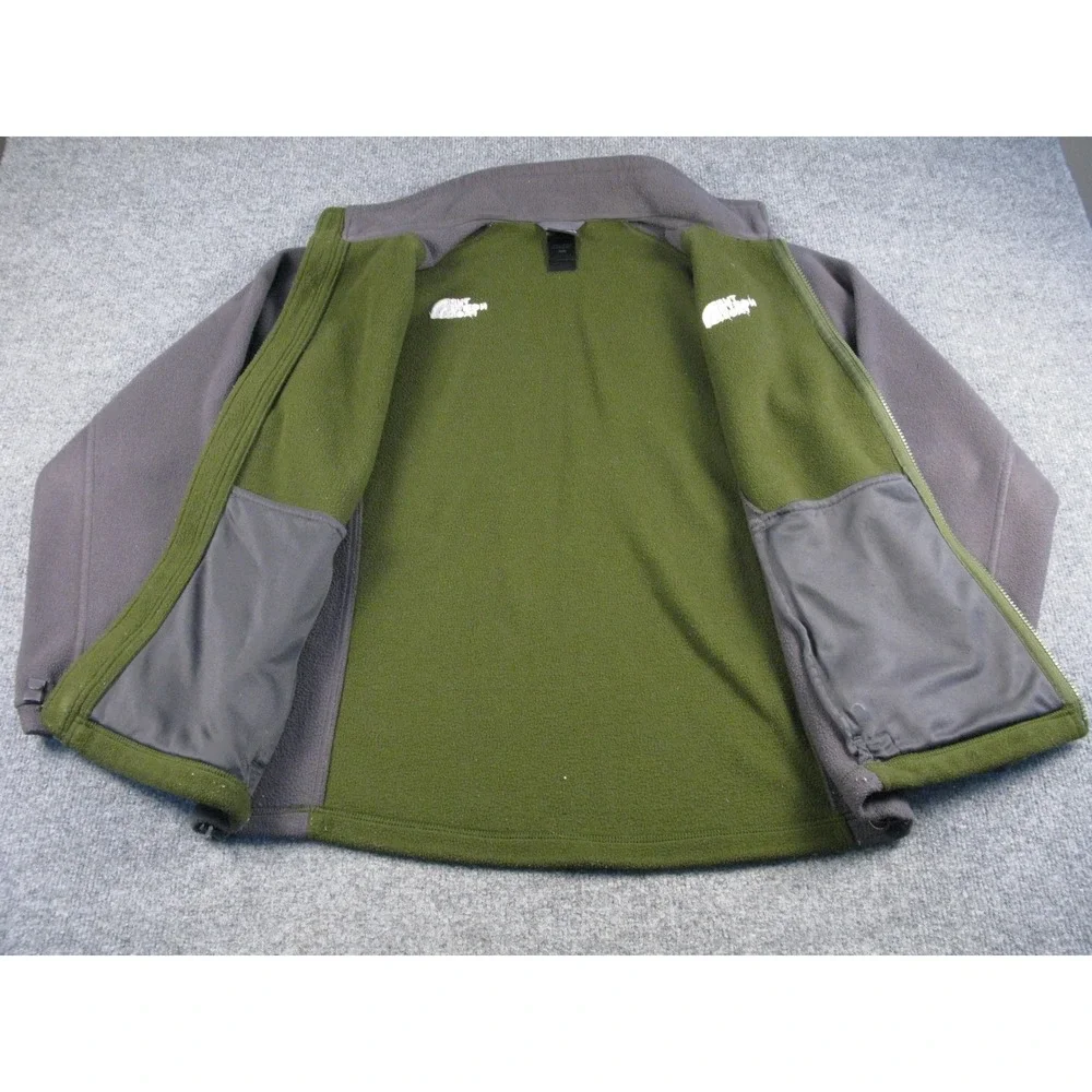 The North‎ Face Men's Fleece Jacket Green Gray Zip Up Outdoor Activewear #1950